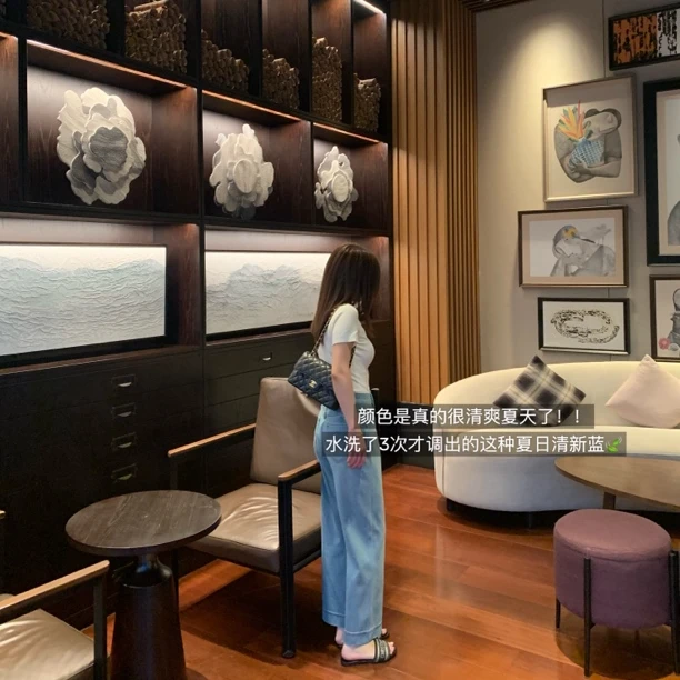 【辣辣直播间】夏天薄料四面弹面料直筒阔腿梨形牛仔裤K003