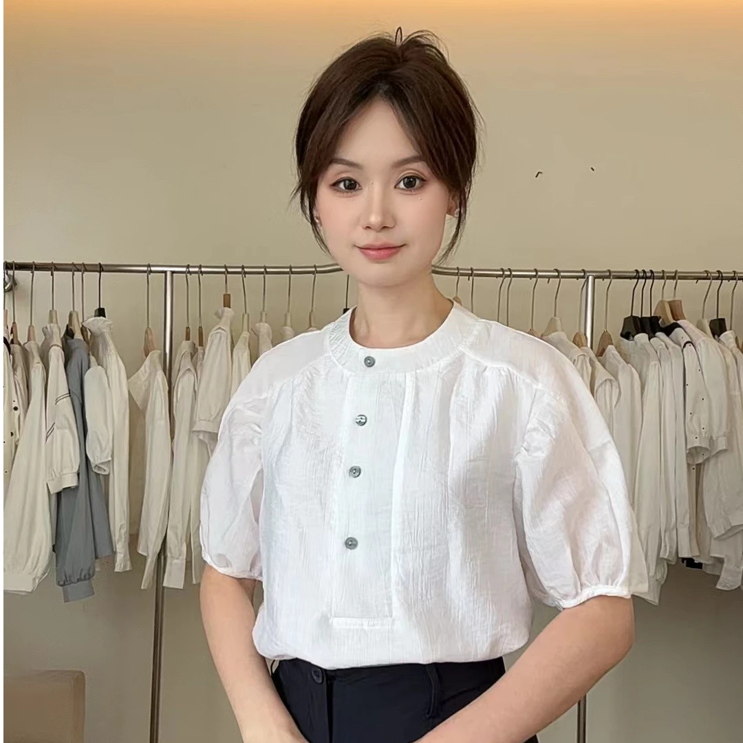 短袖衬衫女新款气质洋气百搭休闲时尚上衣