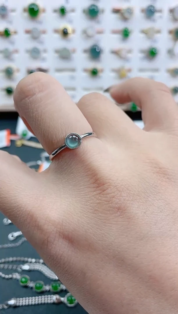 银S925镶嵌戒指翡翠天然翡翠