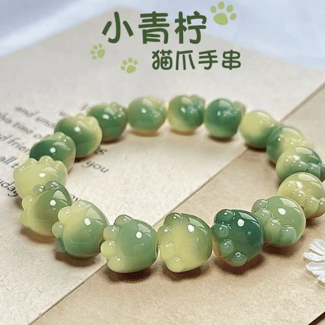 浅提色爱心猫爪菩提手串     F31BDC8090013-018