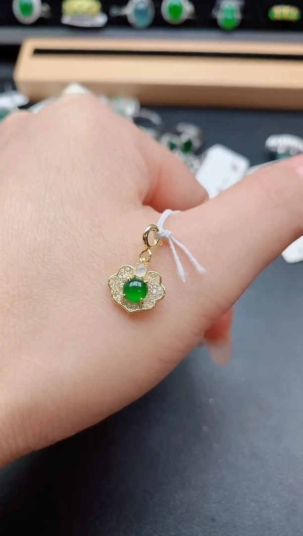 吊坠(不含链)银S925镶嵌翡翠1