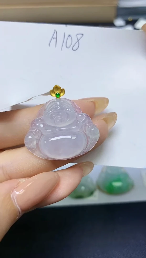 颈饰18K金镶嵌翡翠天然缅甸A货翡翠百元以上9元证书费自理