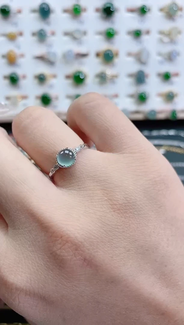 银S925镶嵌戒指翡翠天然翡翠