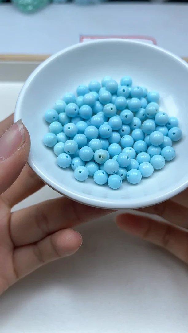 手饰玛瑙未镶嵌B1809 蓝白绿淞6mm30颗12元