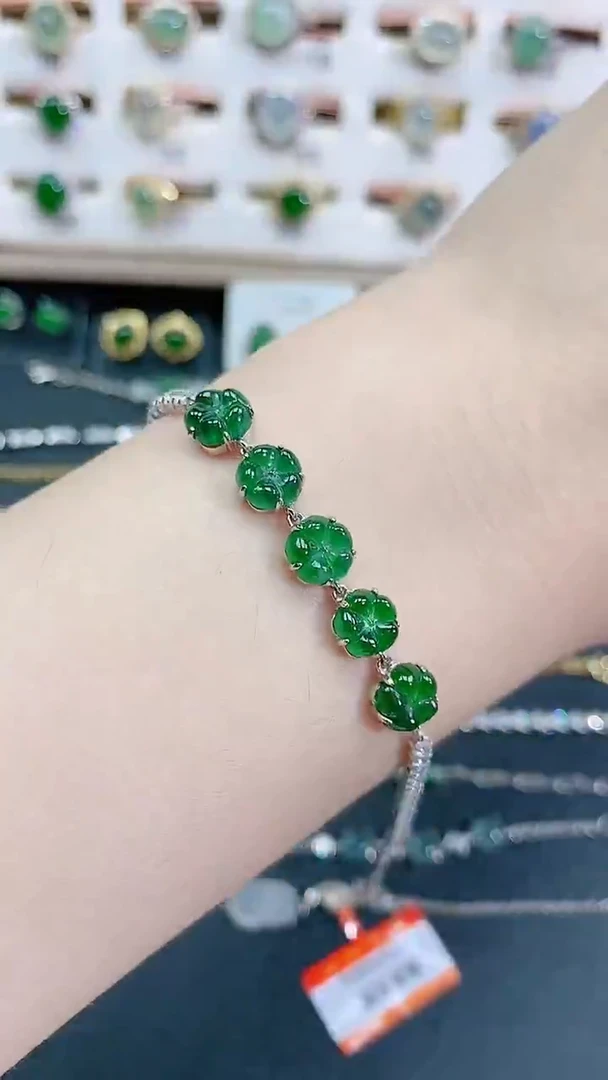 银S925镶嵌手链翡翠天然翡翠