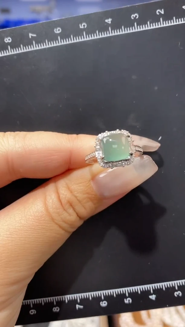 翡翠戒指银S925镶嵌JZ3359