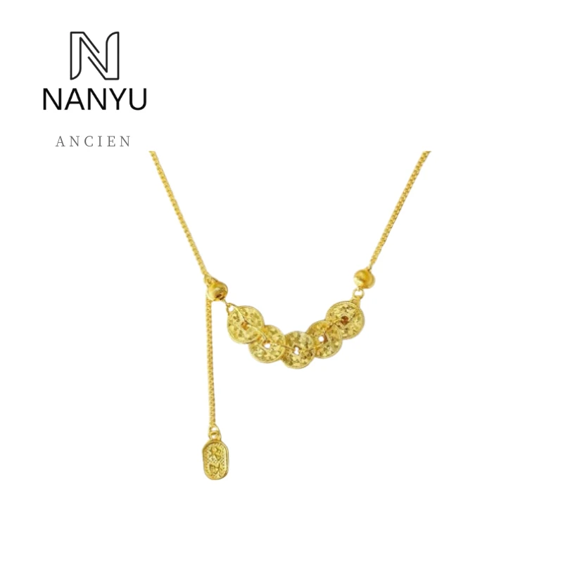 铜合金项链 24K现代鎏金新中式复古宫廷时尚小众百搭轻奢精致项链