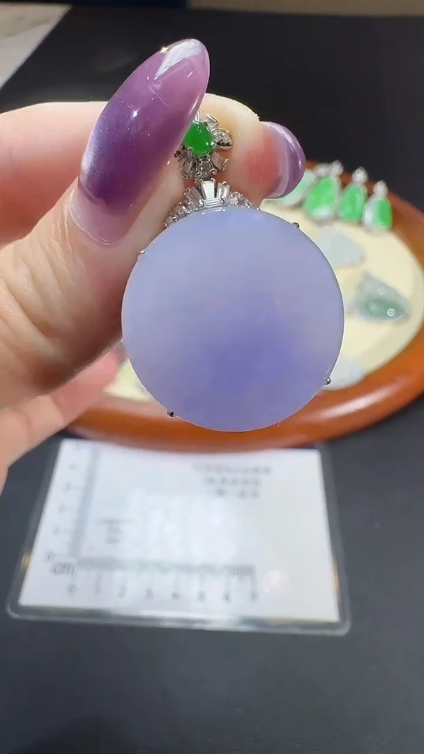 吊坠(不含链)18K金镶嵌翡翠【源头工厂】钻石镶嵌