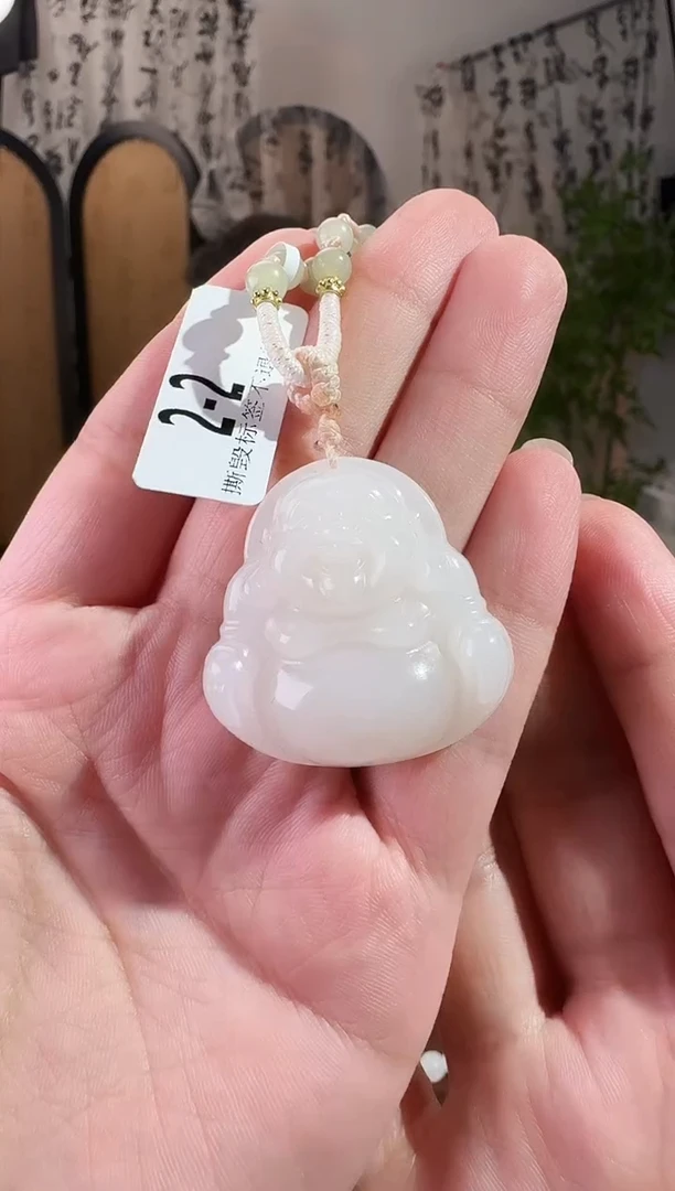 颈饰未镶嵌和田玉35羊脂白佛公2-2
