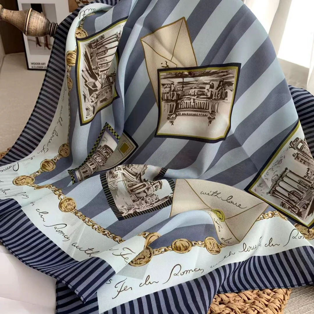 ZS869【70双绉方巾】时间信封 双绉小方巾四季百搭女士方巾