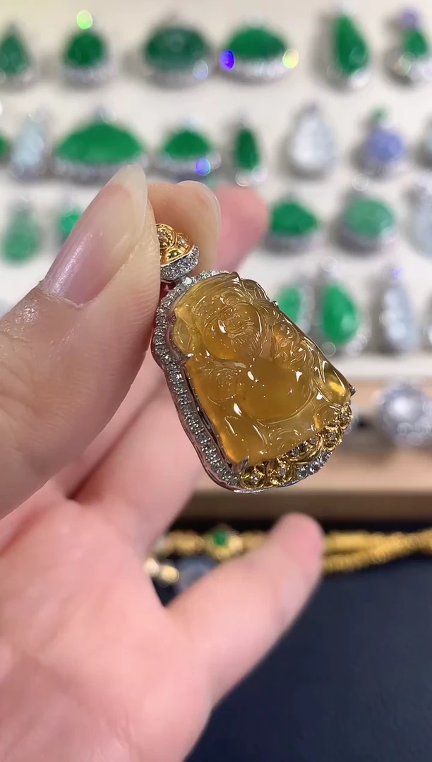 吊坠(不含链)18K金镶嵌翡翠d60