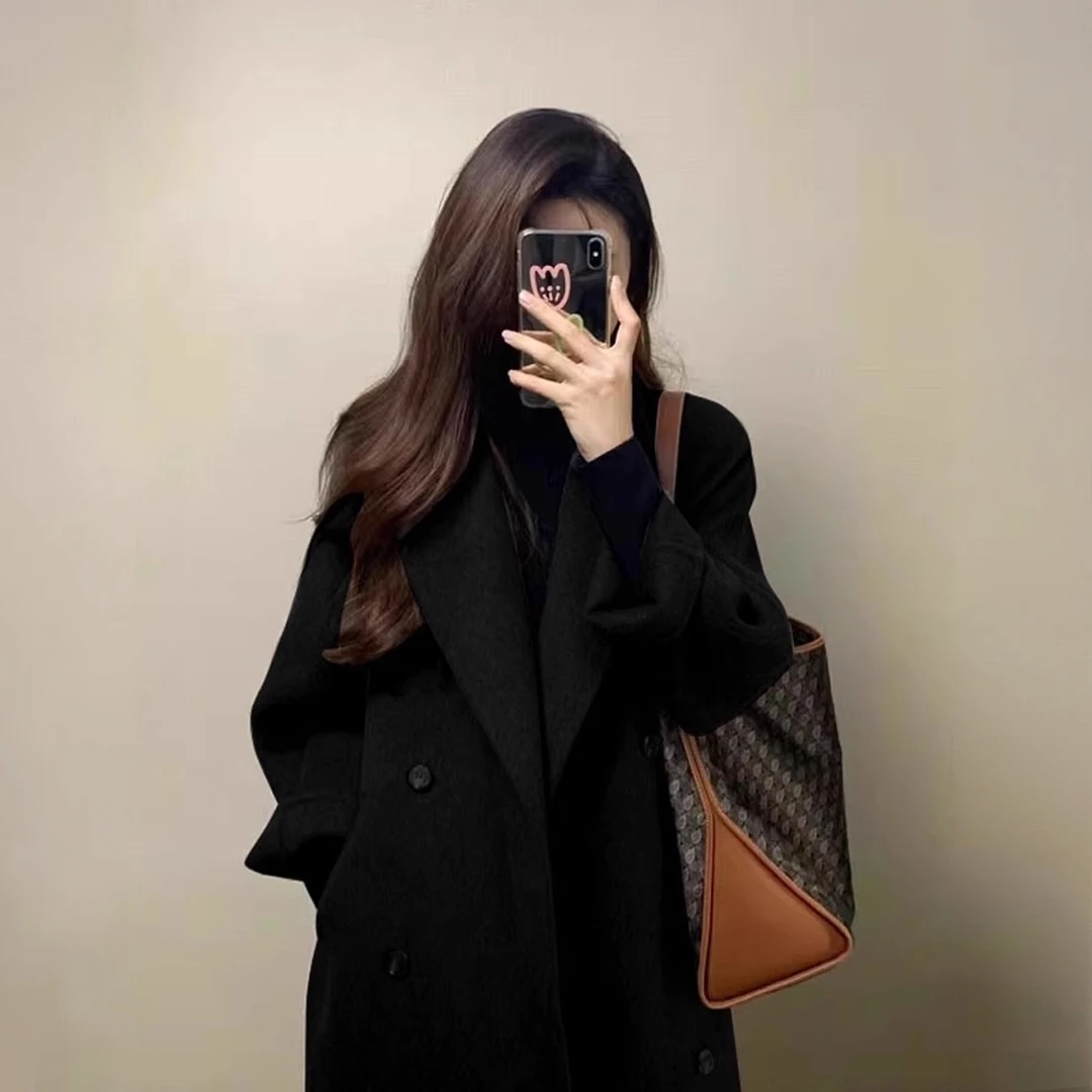 毛呢大衣女秋冬季2025新款高级感加厚外套呢子小个子中长款赫本风