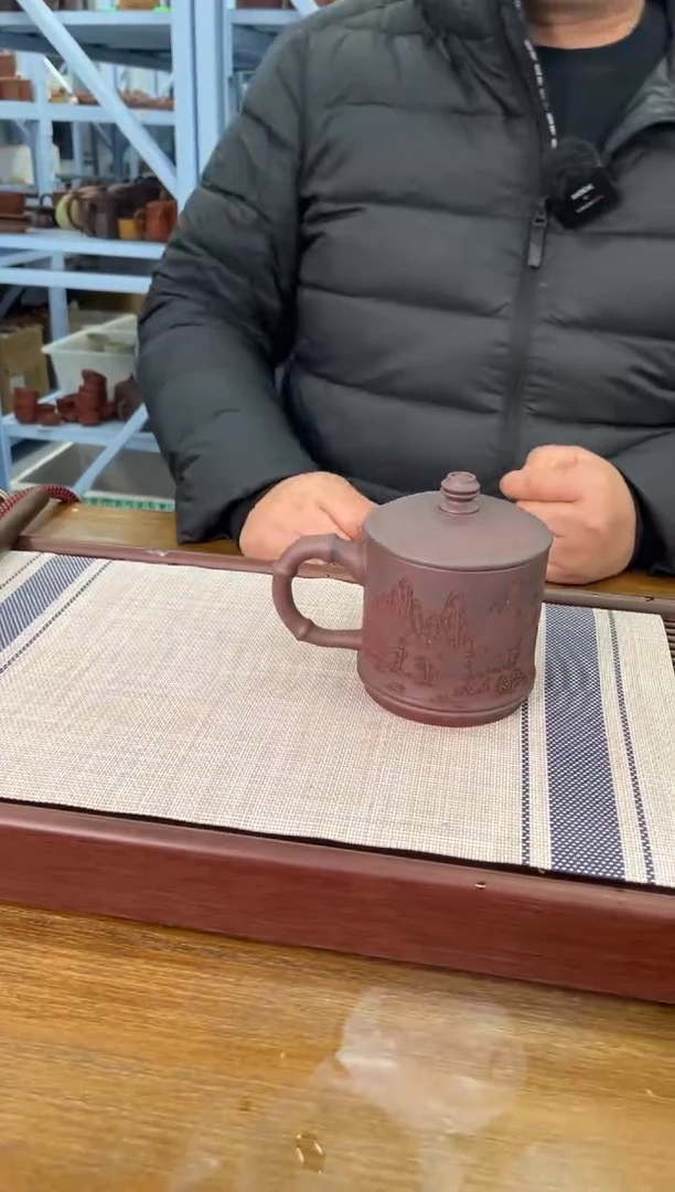 【闪购商品】紫砂茶杯宜兴紫砂盖杯铁血红砂