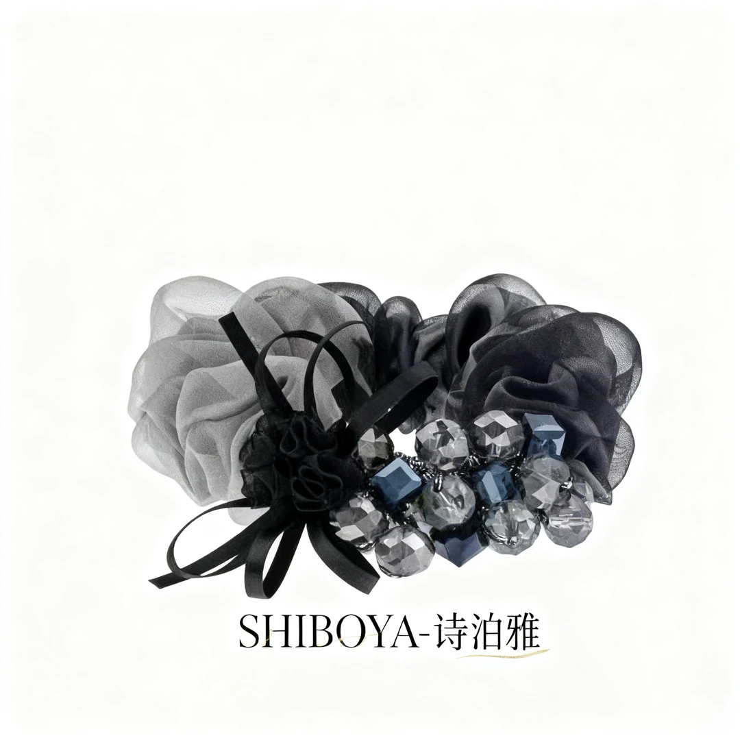 诗泊雅 复古宫廷水晶欧根纱发圈奢华发饰典范