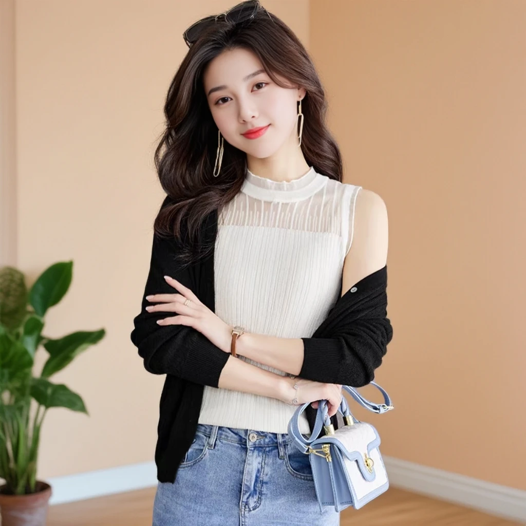 无袖打底内搭秋季新款女小衫时髦高端上档次出游服装女毛衣背心