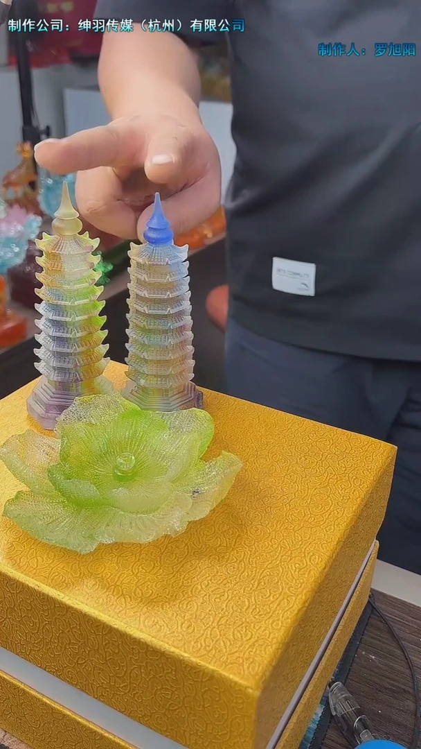 泥塑古法琉璃3个摆件