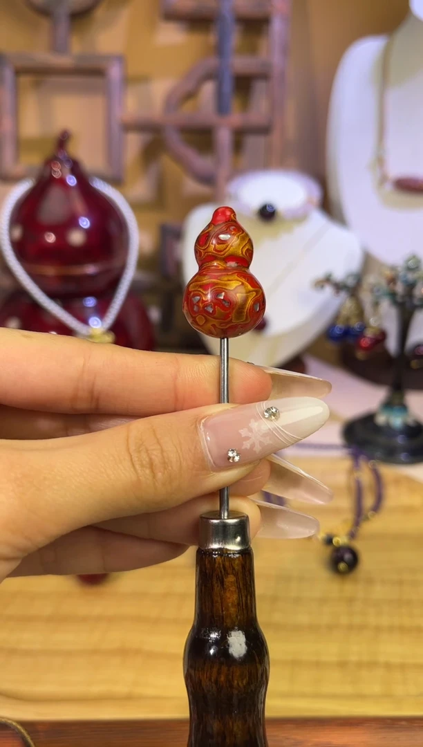 榕城大漆红金葫芦珠