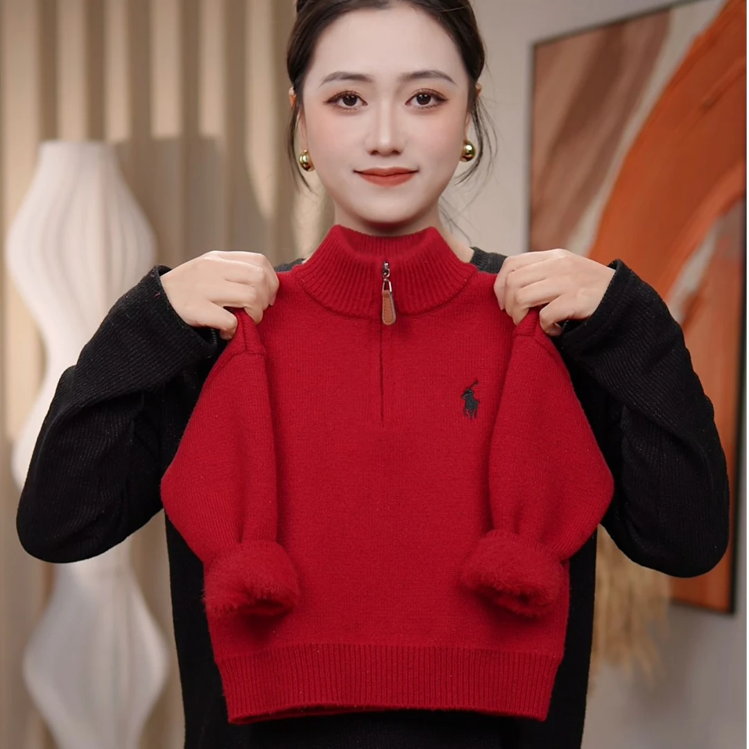 【韩货】一体绒儿童毛衣加厚冬季款中大童半拉链针织衫保暖套头衫潮