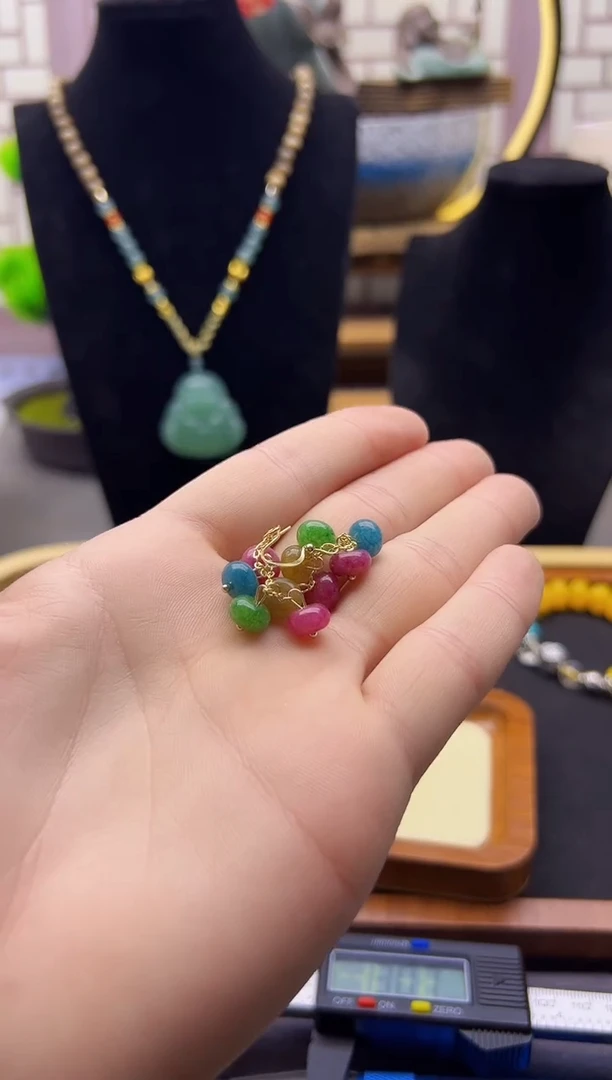 碧玺耳饰14K金镶嵌E454