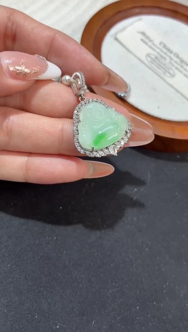 吊坠(不含链)银S925镶嵌翡翠吊坠