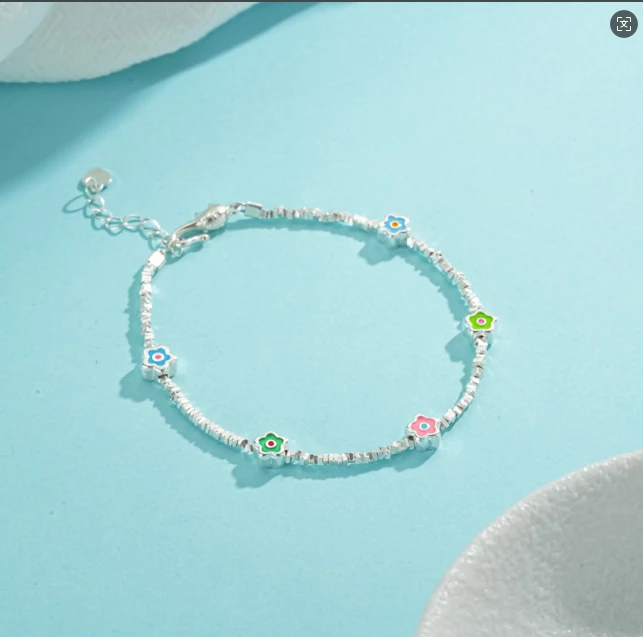 足银手链 足银999手工设计气质款五花手链大象鼻子扣手链百搭