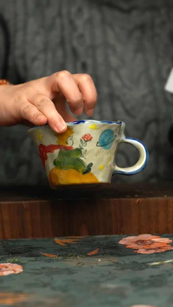 杯釉下彩手工手绘同款陶器