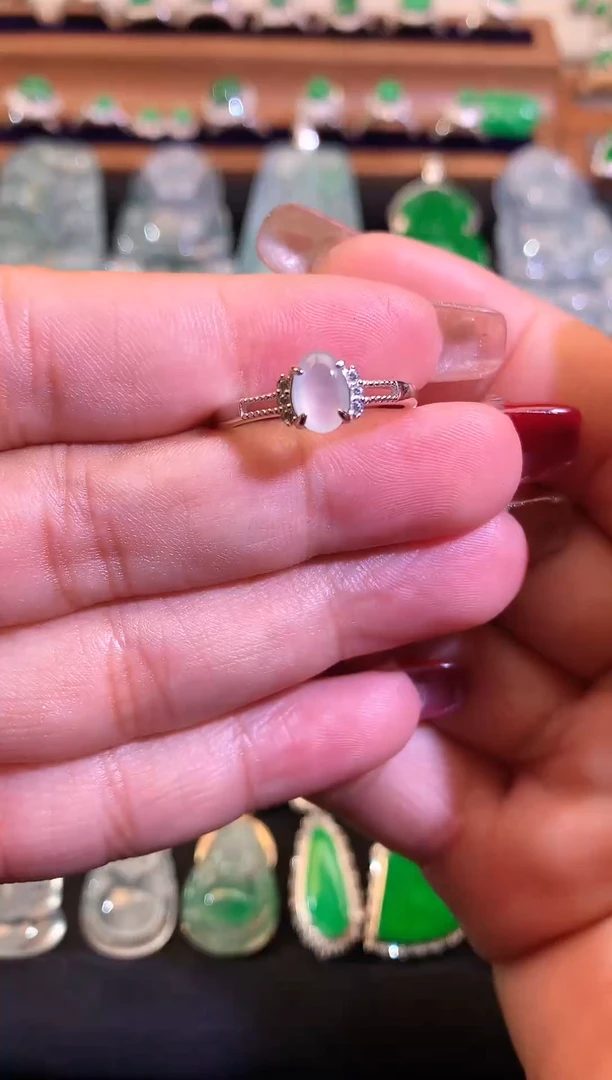 【闪购商品】翡翠戒指银S925镶嵌缅甸天然A货翡翠