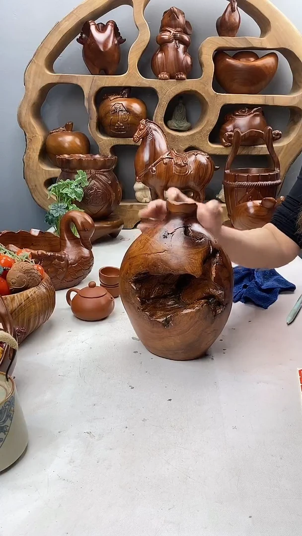 香樟木A18侘寂花瓶摆件/尺寸