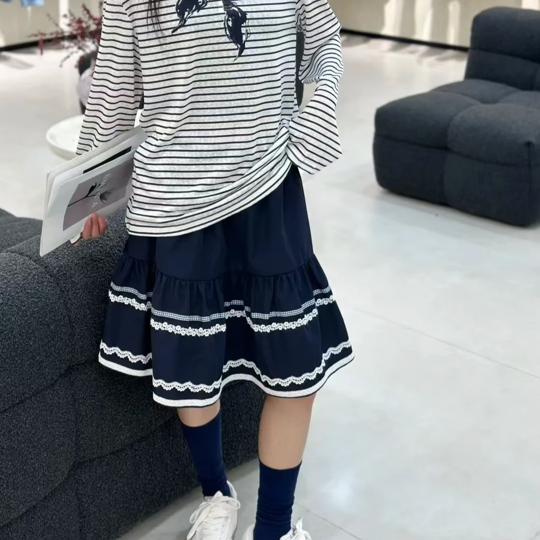 【刘彤推荐】JR藏青色拼接蛋糕半裙