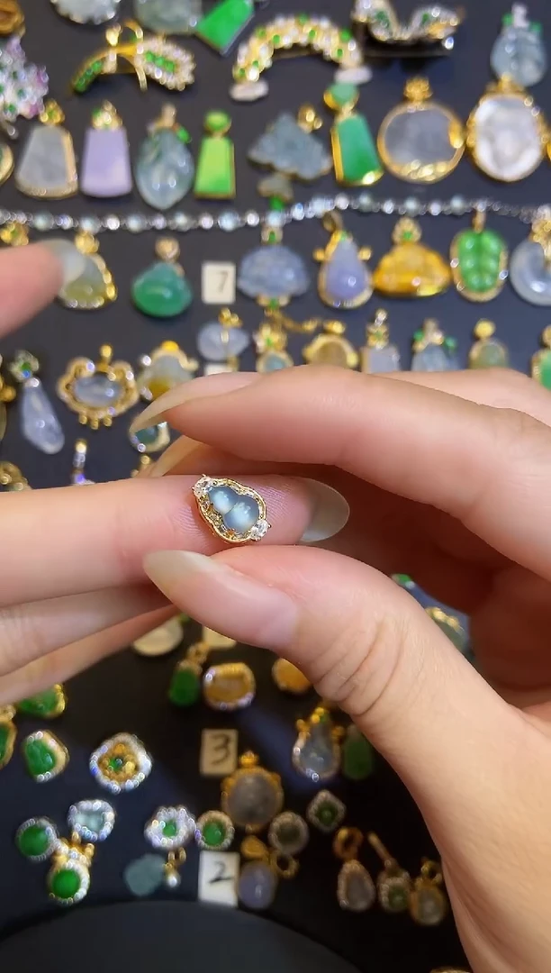 吊坠(不含链)银S925镶嵌翡翠天然A货翡翠