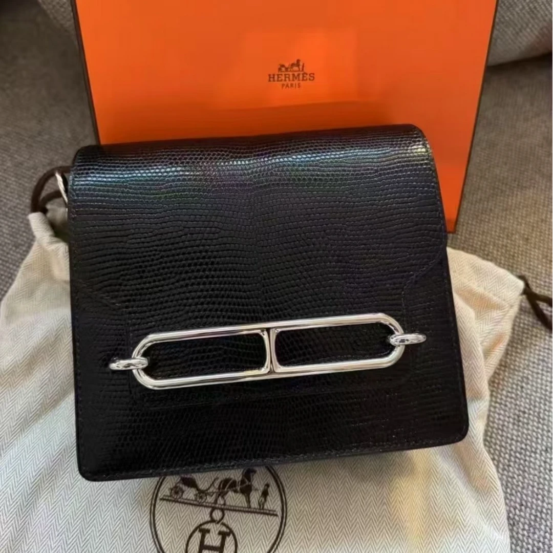 99新 Hermes/爱马仕 【双双11】猪鼻子 19 89黑色 蜥蜴皮 Z刻银扣