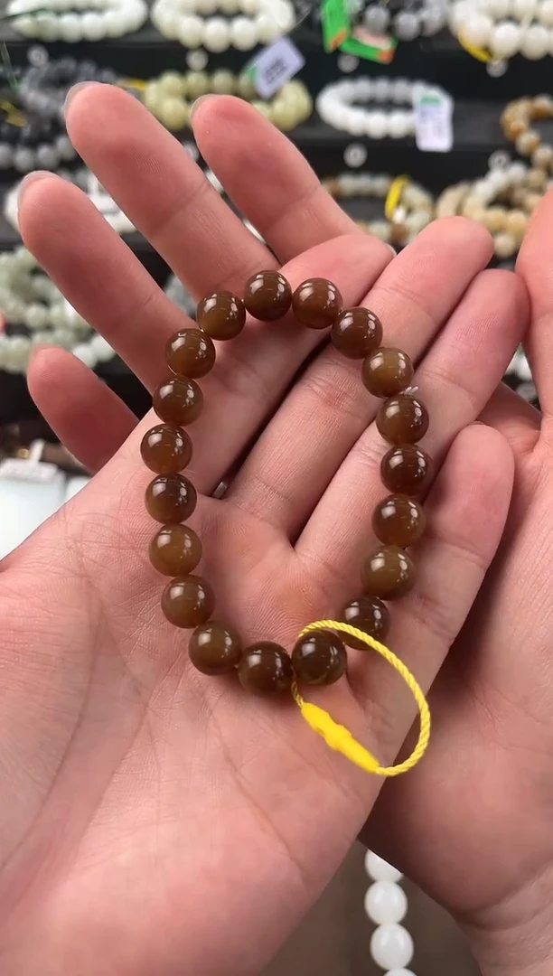 【闪购商品】和田玉手串未镶嵌且末金山纯糖手串卡10微色差