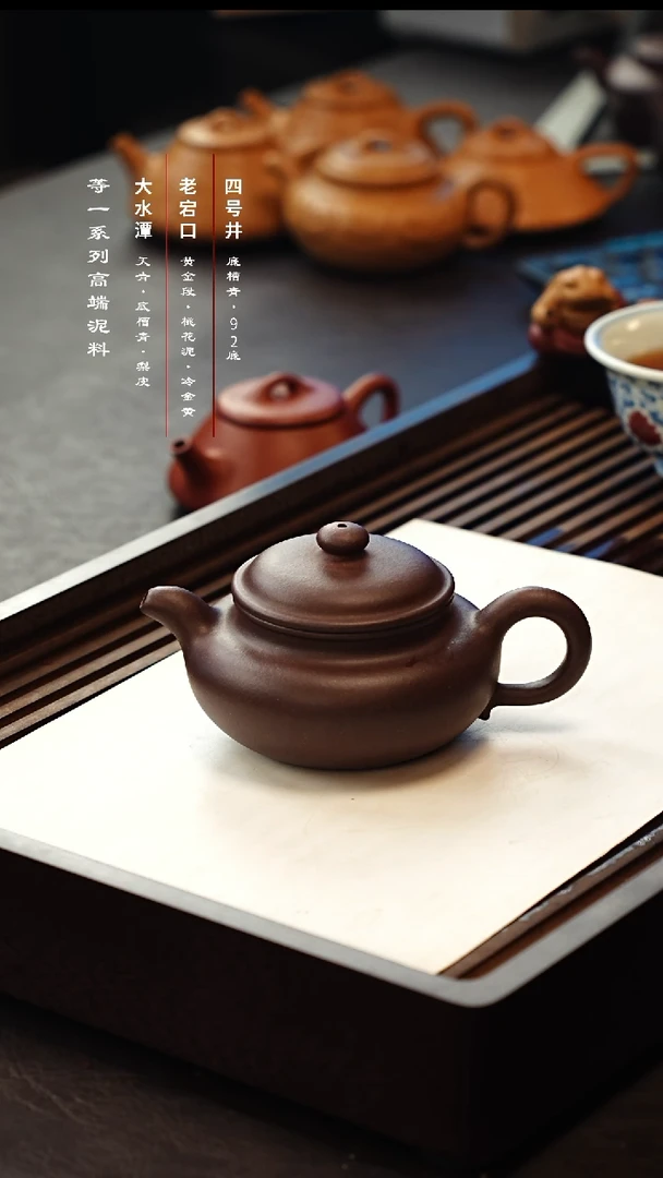 茶壶紫砂水塘底仿古壶220cc