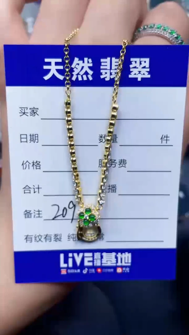 颈饰银S925镶嵌翡翠209