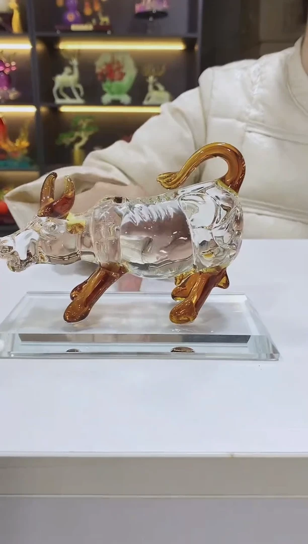 K9水晶十二生肖牛摆件一个