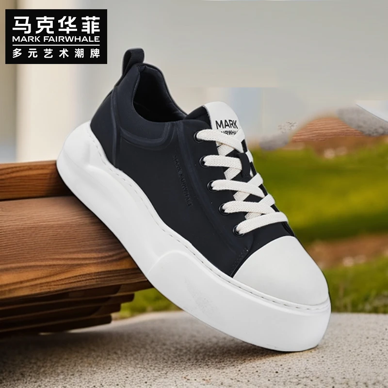 马克华菲男鞋秋款厚底轻便时尚舒适板鞋增高休闲鞋百搭潮鞋高帮
