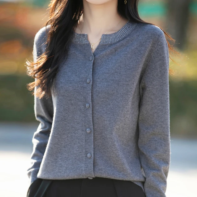 哥弟阿玛施正品秋季纯色羊毛开针织衫毛衣女毛衣外套披肩上衣开衫