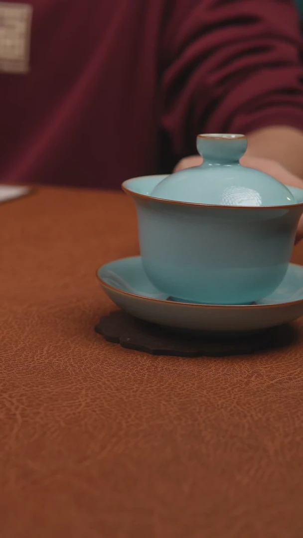 【闪购商品】杯汝州原产地原矿釉天青元宝盖碗