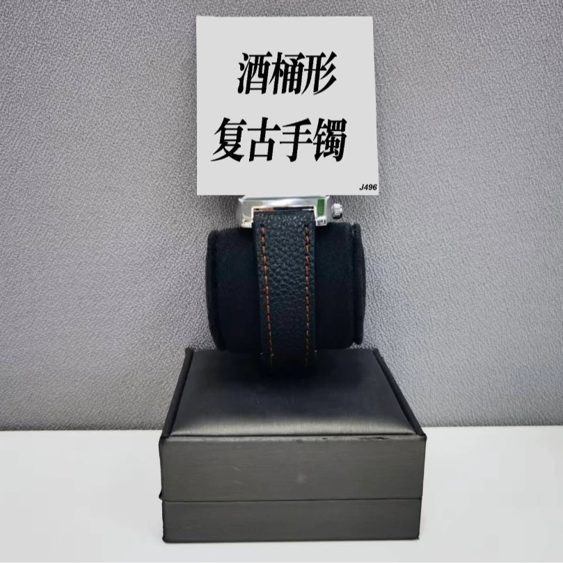 钛钢手镯 酒桶形复古手镯 ZF-J496