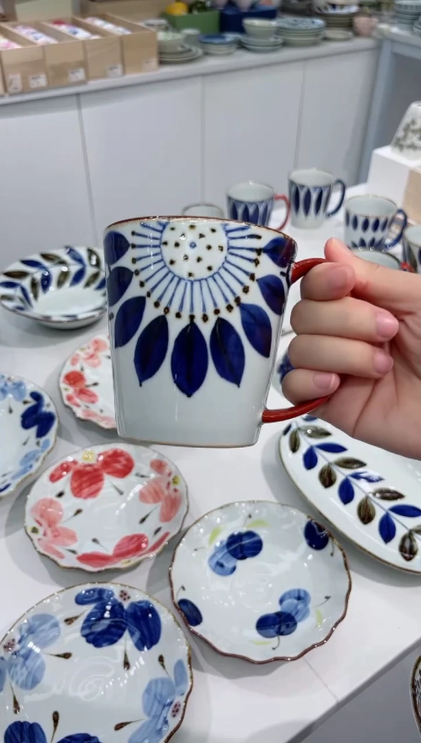 【闪购商品】瓷片红柄大丽花马克杯（高款）