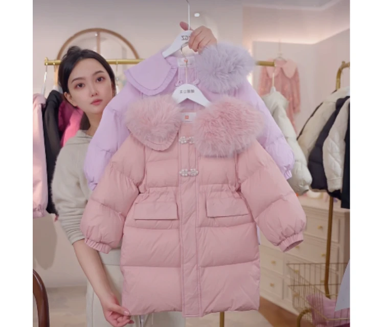 媛媛公主冬季女童新国标加厚保暖白鸭绒羽绒服14415A105