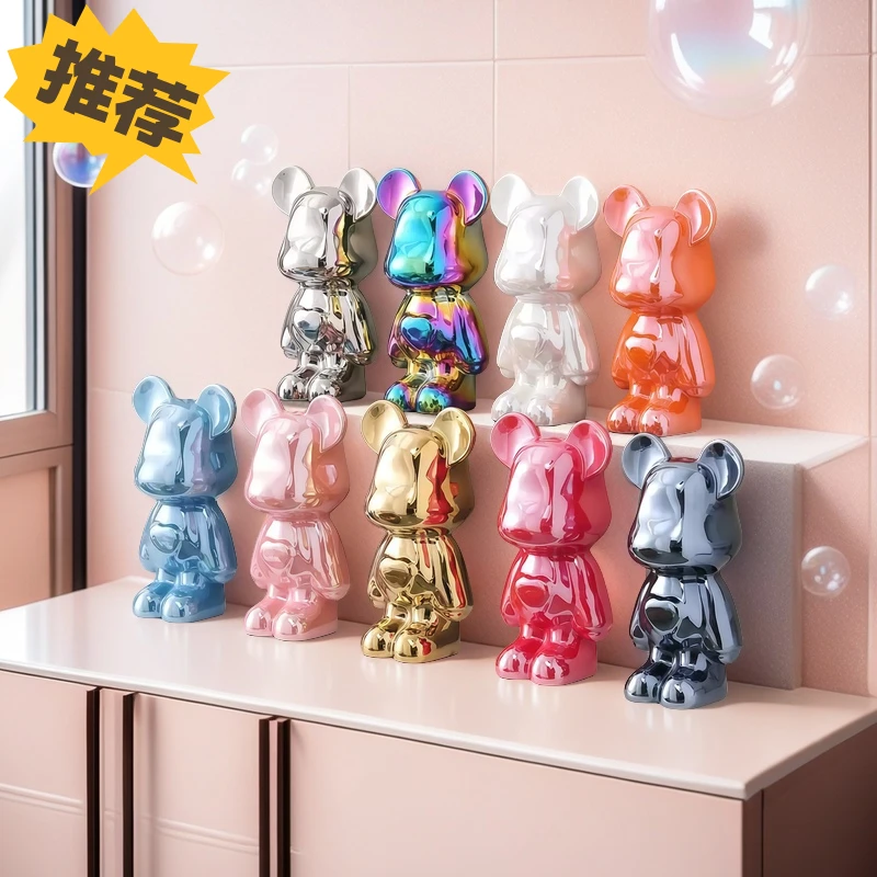 网红轻奢18CM爱心暴力熊陶瓷摆件新房玄关电视柜桌面创意个性装饰