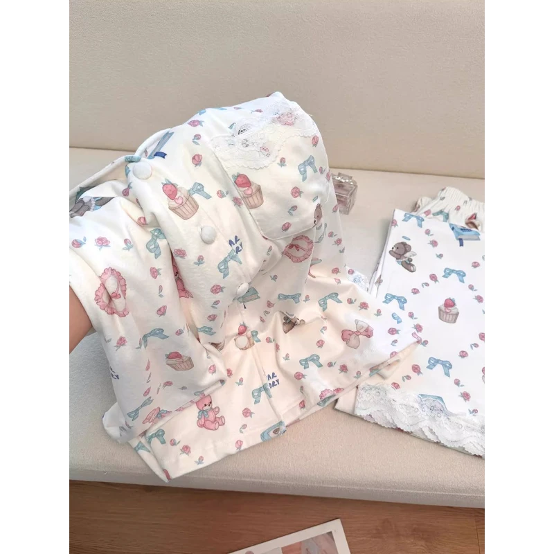 爆款睡衣可爱甜妹蕾丝花边德绒睡衣女秋冬新款爆款网红家居服套装