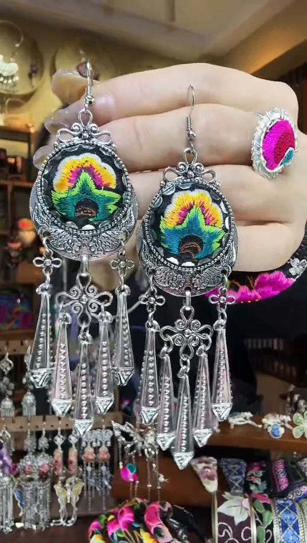 刺绣非遗刺绣民族风耳环