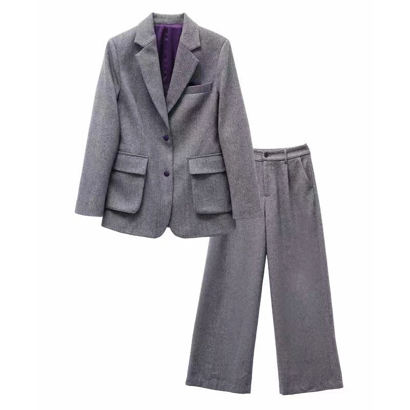 OUPAN 欧盼 深圳南油原创 秋冬设计师高级感西服外套裤子套装985