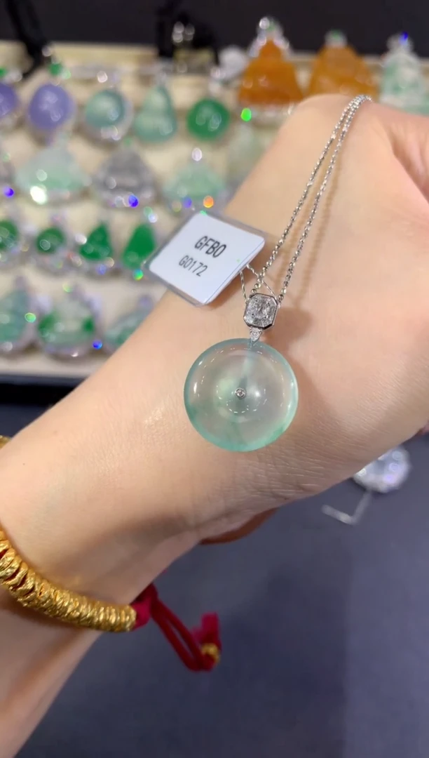 吊坠(不含链)18K金镶嵌翡翠97-扣子（不含链