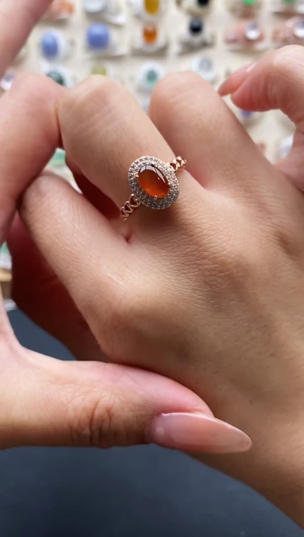 银S925镶嵌戒指翡翠缅甸天然A货翡翠11 7-9