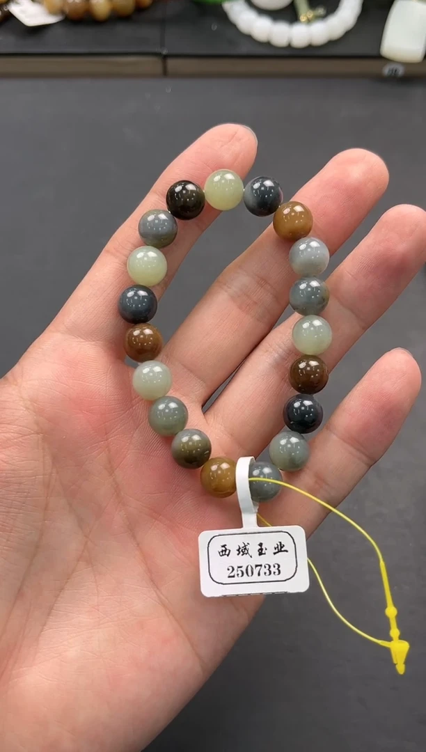 未镶嵌手串和田玉若羌楼兰三色手串卡10微色差