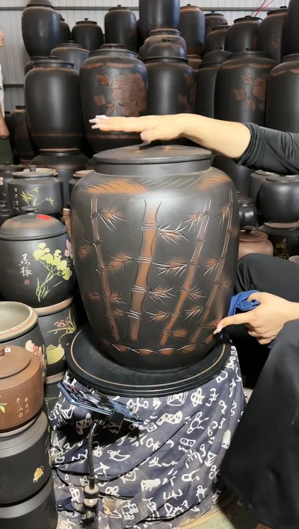 壶完品茶缸高51cm 竹子  097