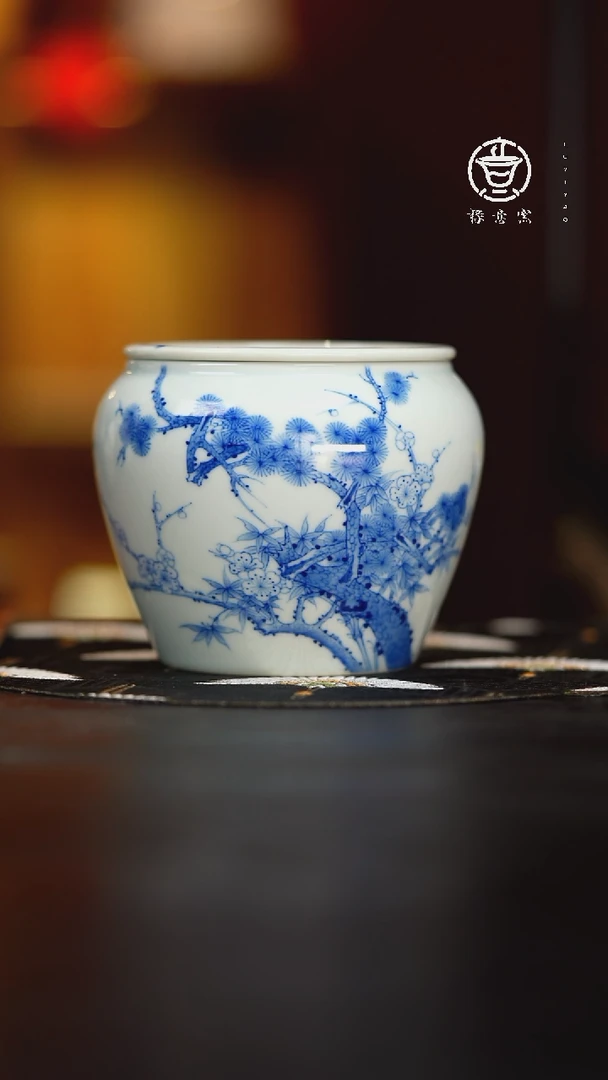 【闪购商品】禄意窑青花岁寒三友建水